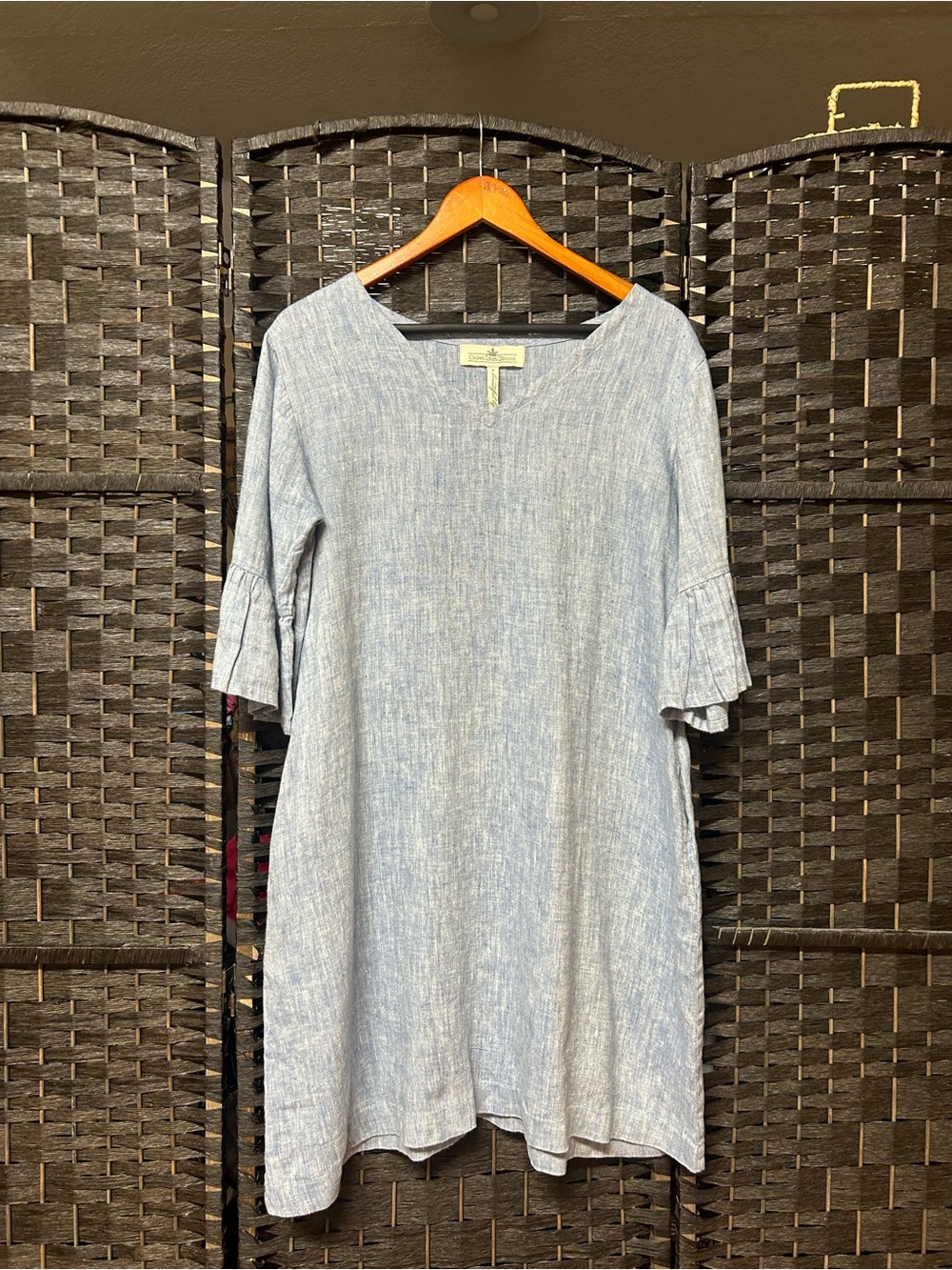 Crown Linen Designs blue linens dress size XS pockets